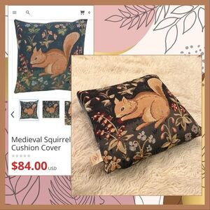 Tapisserie Ambiances de France French Tapestry Pillow Medieval Tree Squirrel